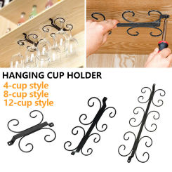 Wine Glass Rack Wire Wall Mounted Stemware Drying Storage Hanger Holds up to 4/8/12 Glasses for Cabinet Kitchen Bar Organizer