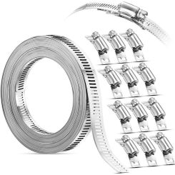 DIY 304 Stainless Steel Hose Clamp Strap Screw Band Adjustable Worm Gear Clip with Fasteners Pipe Ducting Hose Clamp
