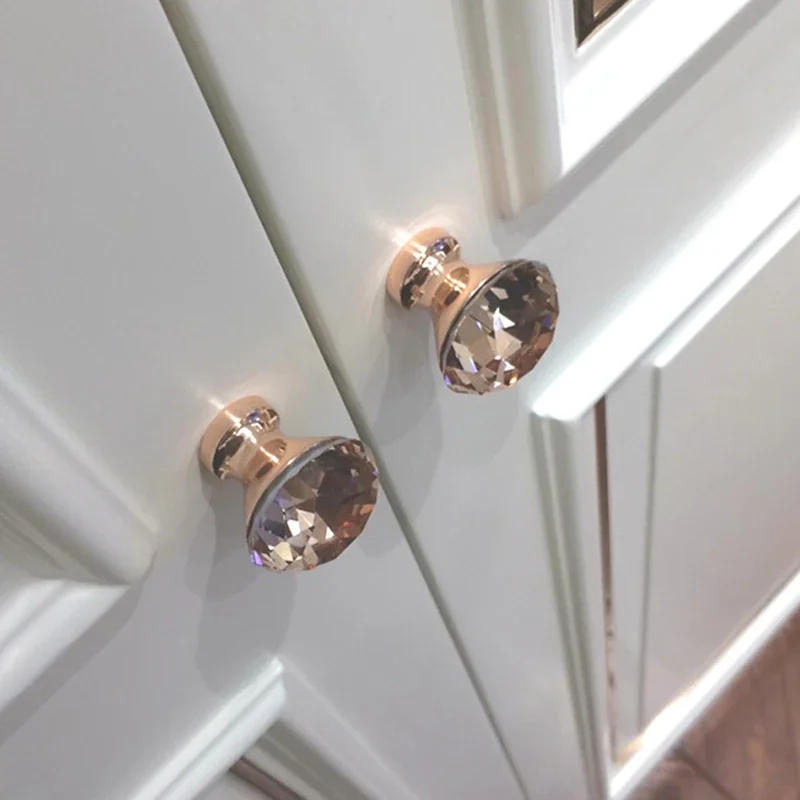 Description Picture 5 of item1PC Rose Gold Rhinestone Door Knob Cabinet Drawer Cupboard Wardrobe Kitchen Pull Handle Door Pulls Hardware Cabinet Accessories