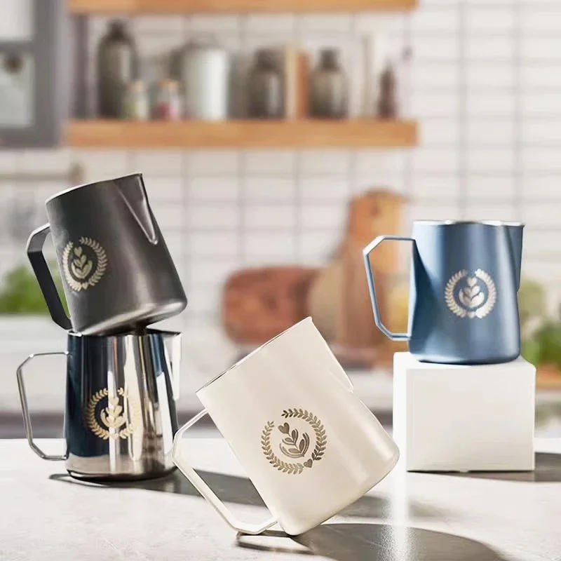 Description Picture 6 of itemCoffee Milk Frothing Pitcher Jug 304 Stainless Steel With Scale Latte Steam Coffee Specialized Creative Kitchen Cafe Accessories