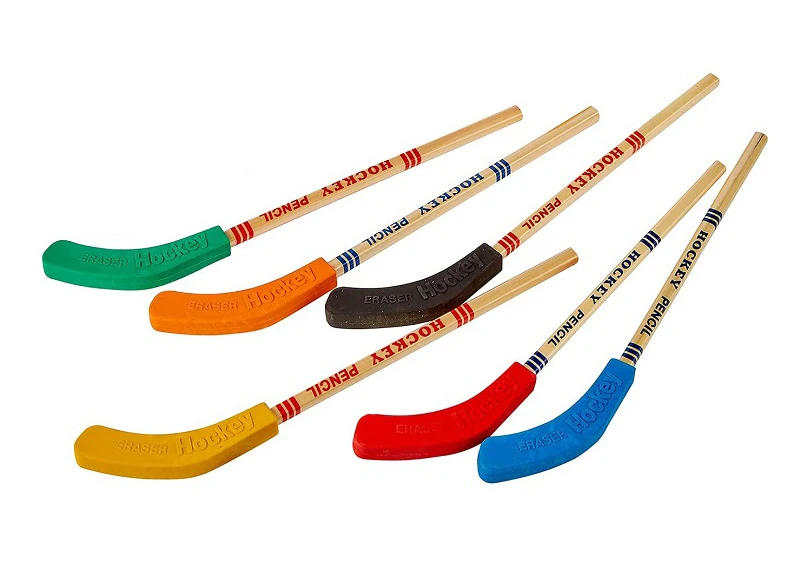 Description Picture 5 of item6Pcs Hockey Pencils And Erasers 9 Inch Hockey Stick Pencils for Kids Students Sports Fans Birthday Party Gifts