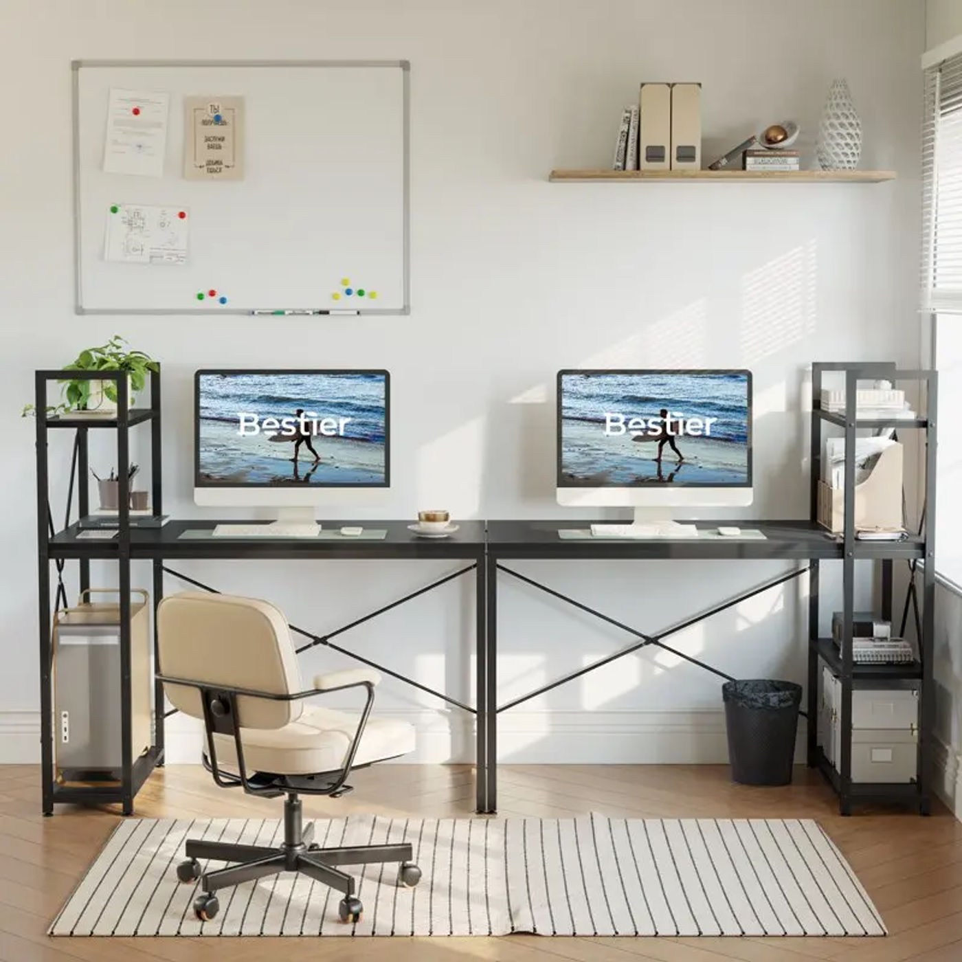 Description Picture 5 of itemInch Computer Gaming Desk with Shelves Black Carbon Fiber