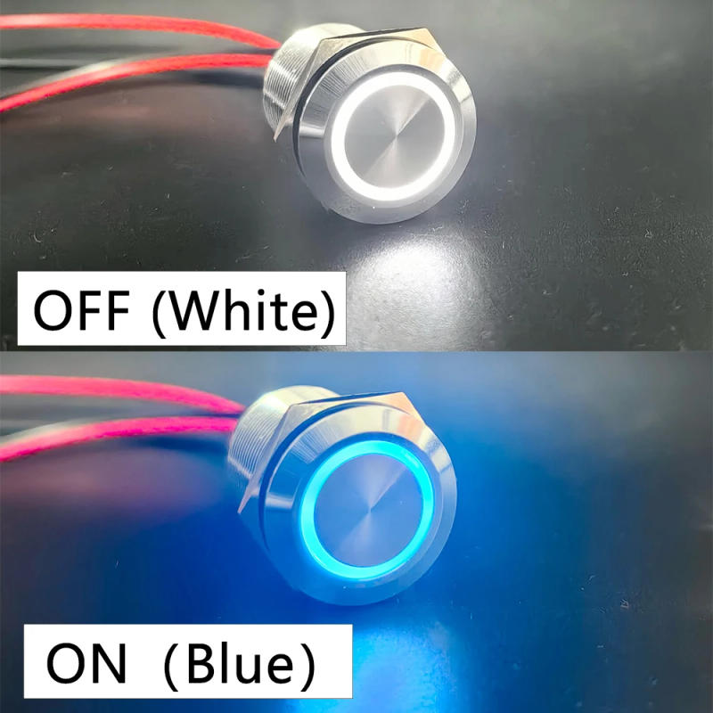 Description Picture 2 of item16mm 19mm Sensor Switches Round Head 12V 24V LED Dimmer Metal Touch Switch  Stepless Segmente White Blue Dual Light Push button