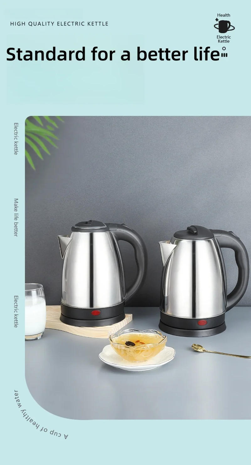 Description Picture 4 of itemTravel Electric Kettle Tea Coffee 2L Stainless Steel Portable Water Boiler Pot For Hotel Family Trip Kitchen Smart Kettle Pot