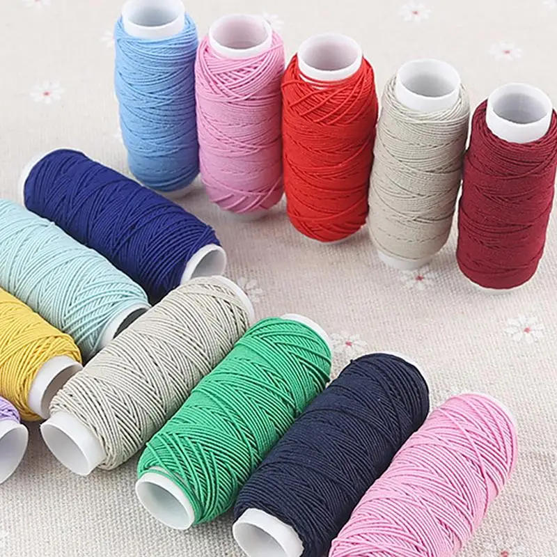 Description Picture 2 of item2/3 Roll Colorful Elastic Threads For Sewing Machines 0.5mm High Elasticity Embroidery Sewing Thread DIY Hand Sewing Accessories