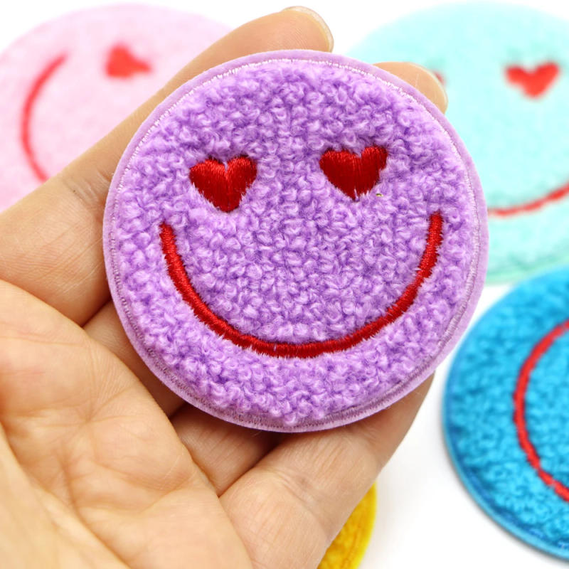 Description Picture 4 of itemCustom 1PC Round Face Bows Chenille Embroidery Patches Iron on Sew on Garment Accessories DIY Personality Clothes Stickers