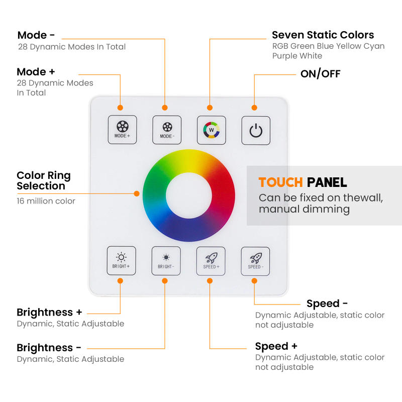 Description Picture 6 of itemRGB Neon LED Strip Light With Touch Remote Control & Touch Panel Control AC 110V 220V 5050 SMD Neon Sign Tape Outdoor Decoration