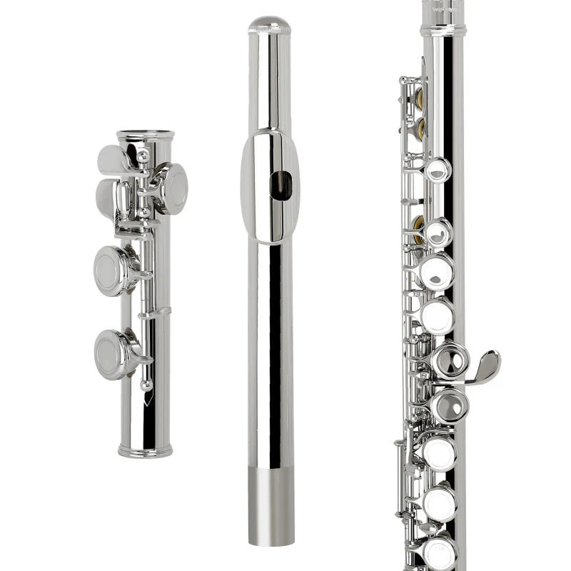 Description Picture 3 of itemSLADE 16 Closed Open Holes C Key Professional Transverse Flute Concert Musical Instrument with Box Cleaning Cloth Stick Gloves