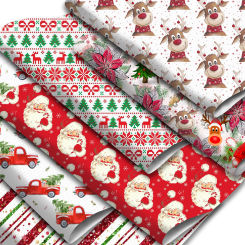 Merry Christmas Theme Faux Leather Sheets Striped Christmas Tree Giraffe Printed Synthetic Leather Fabric Roll for DIY Bows