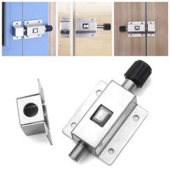1PC Stainless Steel Door Latch Sliding Lock Bolt Automatic Spring Latch Home Hardware Gate Safety Toilet Door Lock