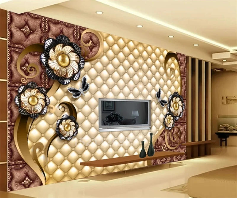 Description Picture 4 of itemwellyu Custom 3D wallpaper luxury black dahlia soft bag jewelry обои TV background wall living room bedroom moisture wallpaper
