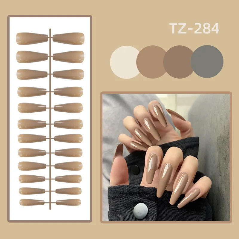 Description Picture 4 of item24Pcs/Set Wearing Removable Manicure Long Ballet Shiny Nail Patches Fake Nails Finished Wearing Nail Art Tools False Nail Strips