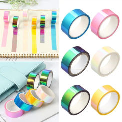 Mirror Wrapping Waterproof Graphic Tape Removable Decorative Sparkle Metallic Tape Stationery Rainbow Adhesive Tapes Gift Box