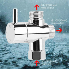 Faucet T Adapter Chrome Shower Head Diverter Valve Anti-scratch Shower Arm Splitter Corrosion Resistant for Fixed Spray Head