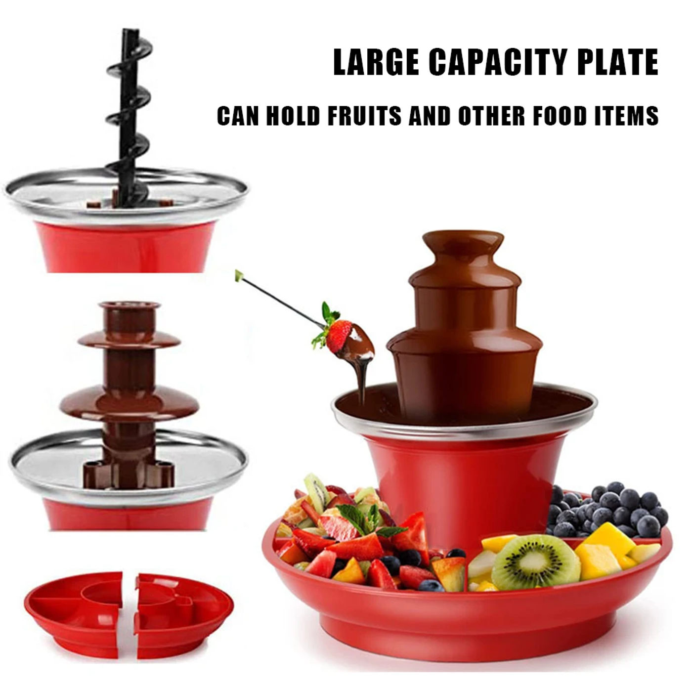 Description Picture 5 of item3 Layer Chocolate Waterfall Hotpot Machine DIY Handmade Electric Chocolate Fondue Fountain 35W for Weddings Birthday Parties