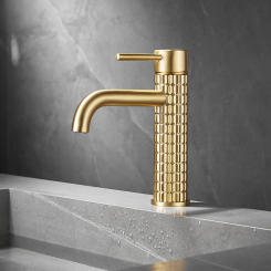 Brushed Gold Wash Basin Faucet Hot and Cold Bathroom Sink Taps Single Hole Toilet Bathroom Faucets Brass Deck Mounted Water Tap