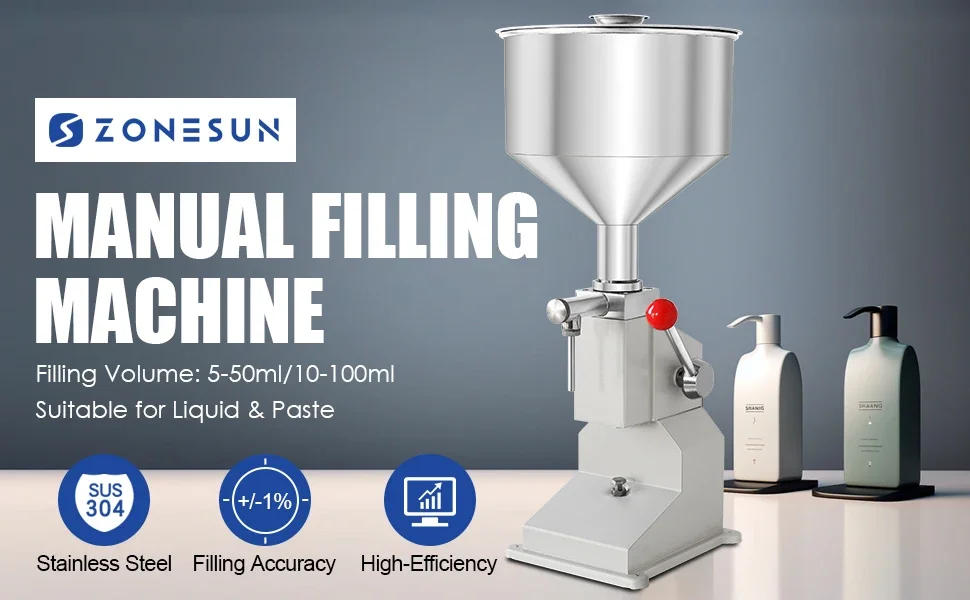Description Picture 3 of itemZONESUN ZS-A03S Manual Liquid Paste Filling Machine | Stainless Steel Filler for Sauce, Cream, Shampoo, Lip Gloss, Cosmetics