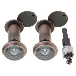 2pcs 200 Degree Oil Rubbed Bronze 16mm Peep Holes for Doors Thickness Home Office Hotel with Heavy Duty Rotating Privacy Cover
