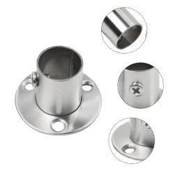 2PCS 19-25mm Stainless Steel Pipe Bracket Dia Tube Support Flange Seat For Wardrobe Hanging Rail Rod Pole Socket End Holder