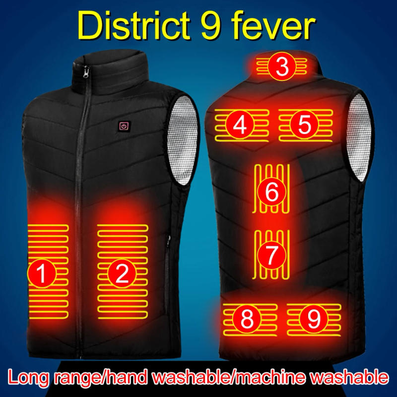 Description Picture 5 of item9 Areas Heated Vest Jacket USB Men Winter Electrically Heated Thermal Waistcoat for Hunting Hiking Warm Hunting Jacket S-6XL