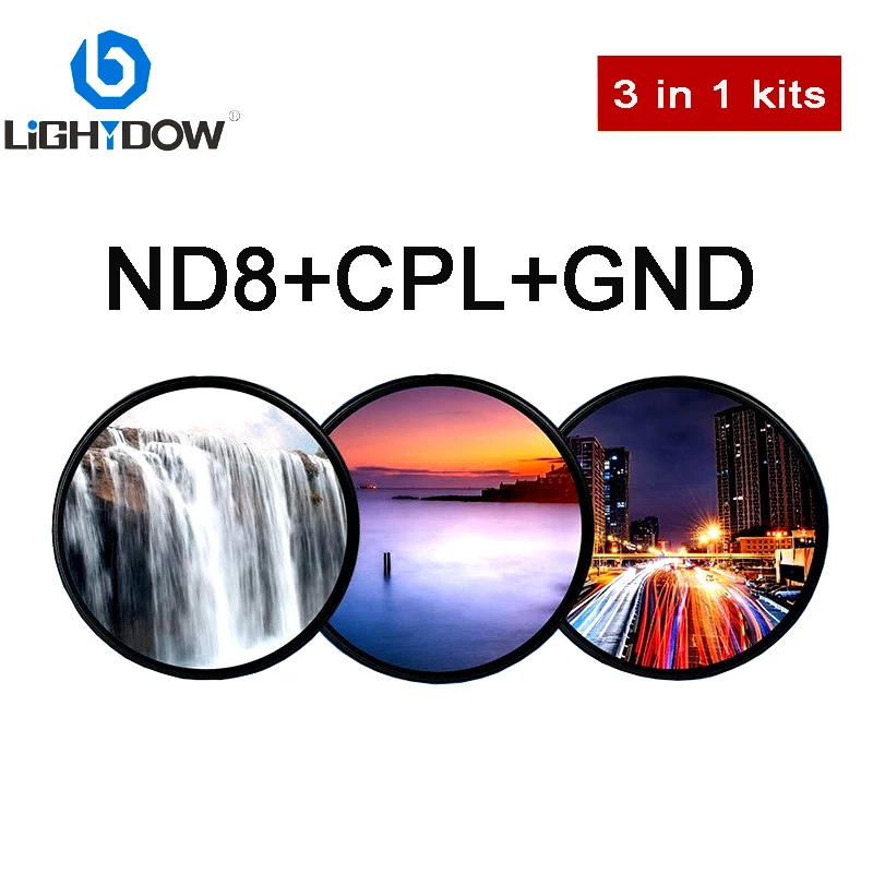Description Picture 2 of itemLightdow Lens Filter 3 in 1 Kit CPL ND8 GND 0.9 Lens Filter Kits 49 52 55 58 62 67 77 82 mm for Iconic Brand Nikon Camera Lens Filters