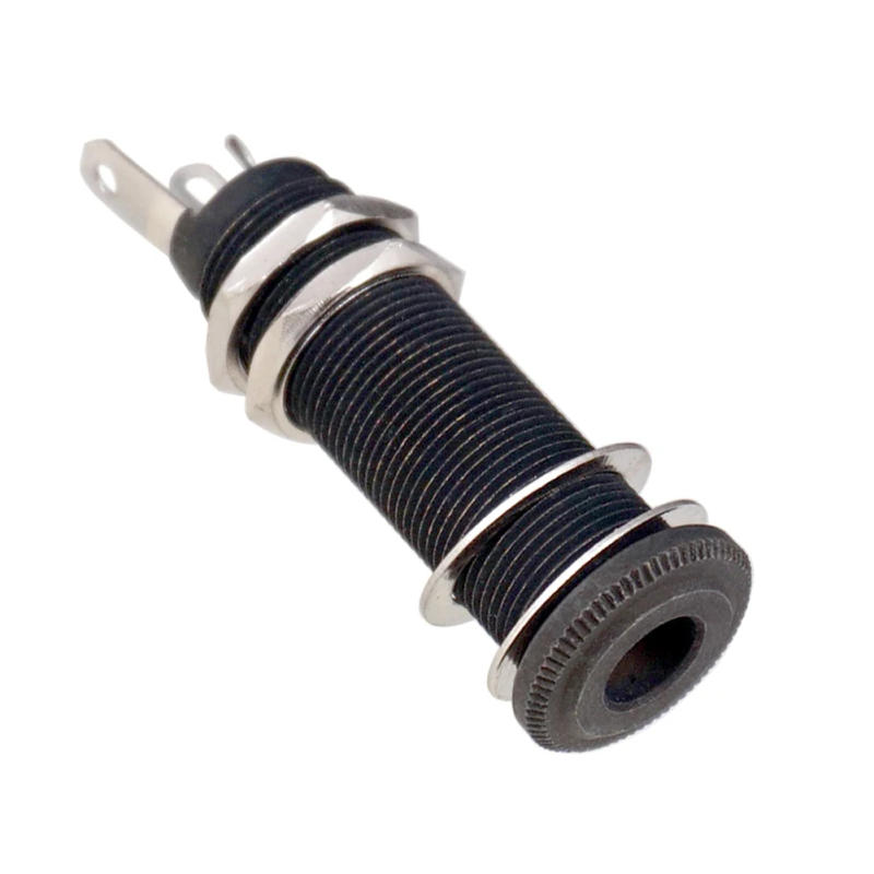 Description Picture 5 of itemElectric Guitar Bass 6.35mm Socket Stereo 1/4 Inch Output Jacks Socket Plug Brass Straight Ribbed Tube Style Jack Anti-noisy