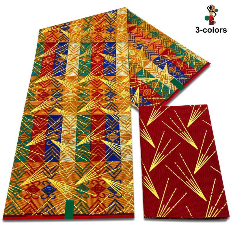 Description Picture 5 of itemNewest Ghana African Golden Wax Fabric Real Wax Fabric 100% Cotton Soft Women Dress Material Ankara Wax Kente Gold Print Pagne