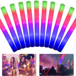 30Pcs Glow Foam Sticks Light Up Wedding Sticks Luminous Glow Wands Cheer Tube in The Dark Party Supplies 3 Modes Flashing Sticks