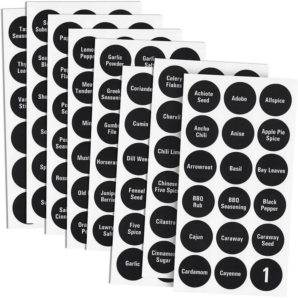 Description Picture 6 of item144pcs Printed Round Spice Stickers Seasoning Bottle Jar Labels Storage Kitchen Waterproof Stickers Spice Tags BBQ Label