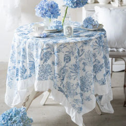 Cotton Celadon Ruffle Embroidery Celadon skirt Tablecloth for Home Dining Coffee wedding party Table Decor