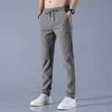 Business Casual Pants Stretch Breathable Ice Silk Pants Men's New Summer Thin Straight Large Size Sports Pants