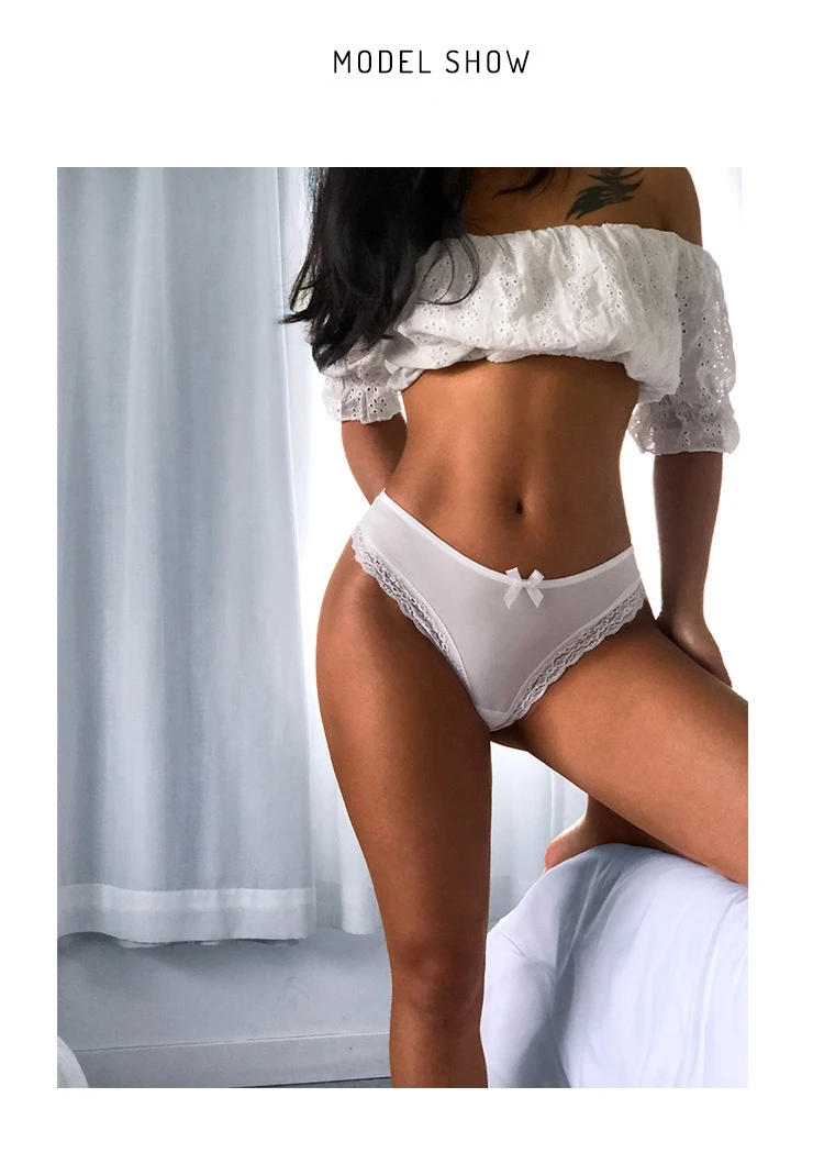 Description Picture 3 of itemIce silk sexy lace cross belt temptation light luxury low waist T pants sexy hollow thong women thongs  women underwear