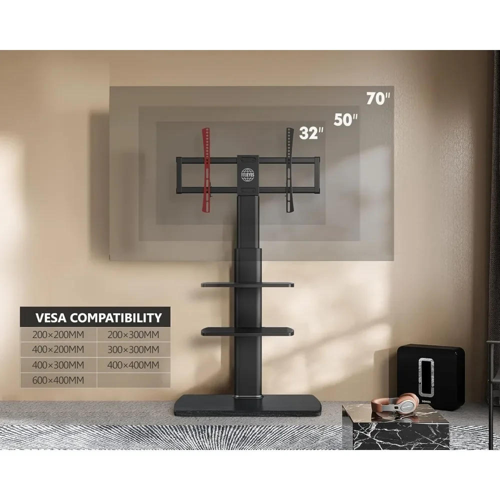 Description Picture 6 of itemTV Floor Stand for 32 39 40 43 49 50 55 60 65 70 Inch TVs, Tall TV Stands with Sturdy Wood Base, Universal Corner Stand