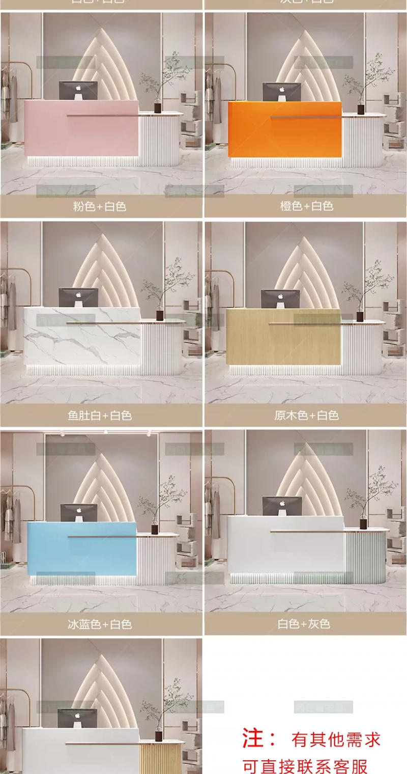Description Picture 5 of itemWhite Counter Reception Desks Beauty Salon Church Shop Pulpit Reception Desks Commercial Bureau Meuble Office Desk Furniture
