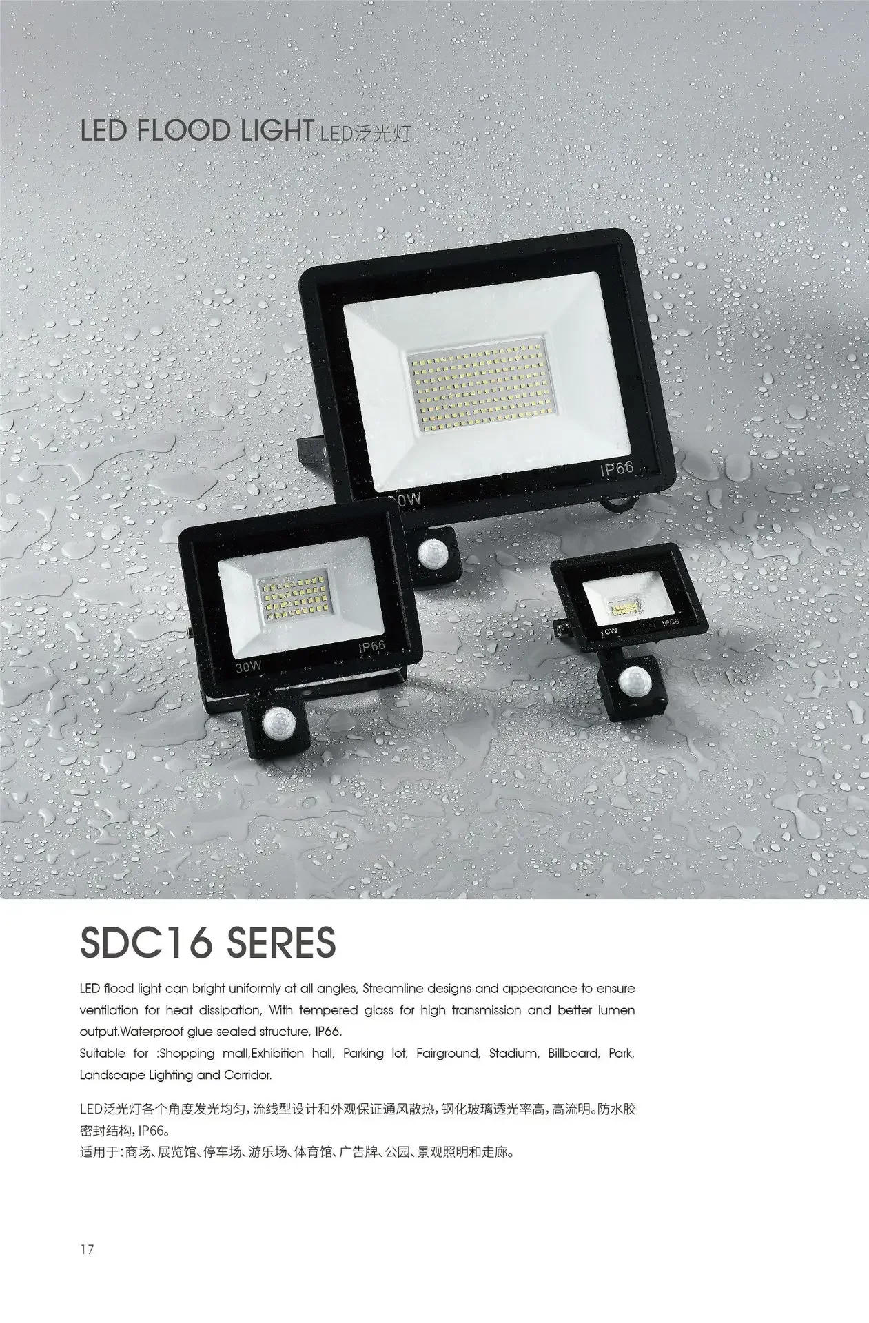 Description Picture 3 of itemMotion Sensor LED Flood Light 50W 30W 10W AC 220V Waterproof IP65 Reflector Floodlight Lamp foco Led Exterior Spot Outdoor Light