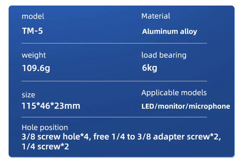 Description Picture 5 of itemBEXIN TM-5 Articulating Magic Arm with Dual Ball Head for Tripod Phone Clip 1/4" Screw for LED Light LCD Monitor Microphone