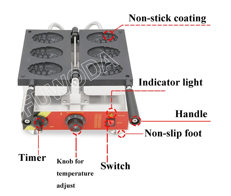 Description Picture 4 of itemSnack Machines Corn Shape Mini Waffle Maker Maize Bread Baking Tool Electric 3 pcs Corn Shape Waffle Maker