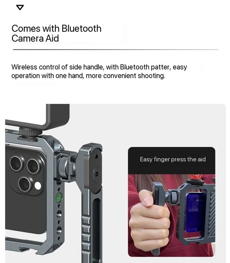 Description Picture 6 of itemLeaplight Universal Phone Cage Metal With Dual Hand Smartphone Video Rig Kit Cell Phone Bluetooth Camera Aid
