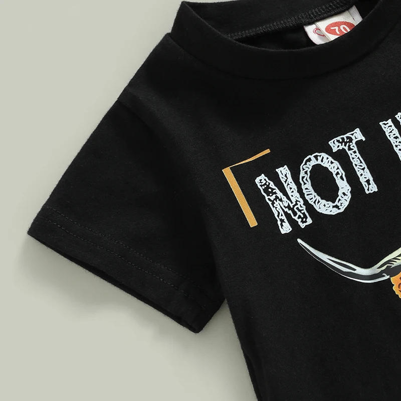 Description Picture 6 of itemBoys Girls Pants Suit Casual Street Party Short Sleeve Kids Tops Bull Print Long Pants