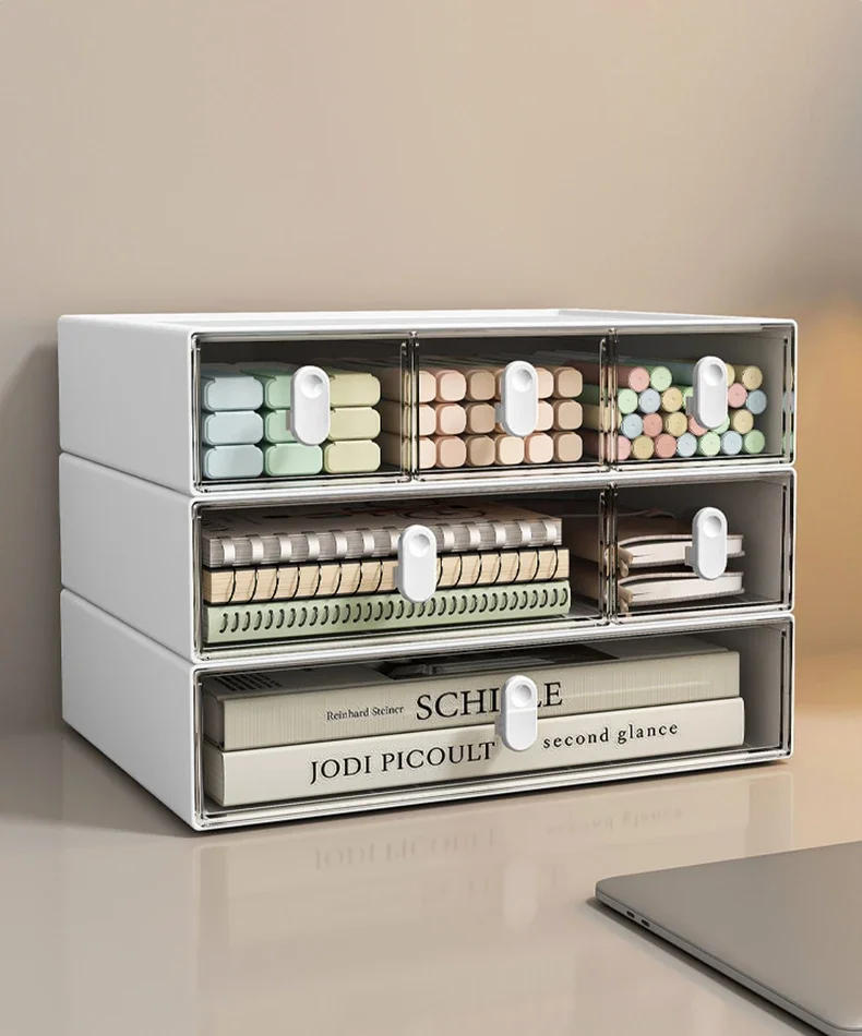 Description Picture 6 of itemDesktop Storage Boxes Organiser Stackable Drawer Storage Box Transparent Cosmetic Jewelry Desk Supplies Organizer Home Supplies