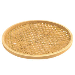 Basket Bamboo Woven Snack Plate Storage (large Size) Fruits Tray Serving Round Flat