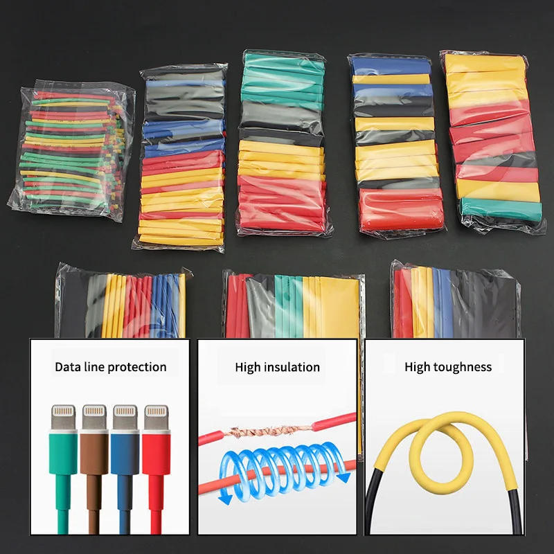Description Picture 3 of item328PCS/lot Polyolefin Heat Shrinkable Tubing Sleeving Termoretractil 2:1 PVC Shrink Cable Wrap Insulation Wire Assortment Kit