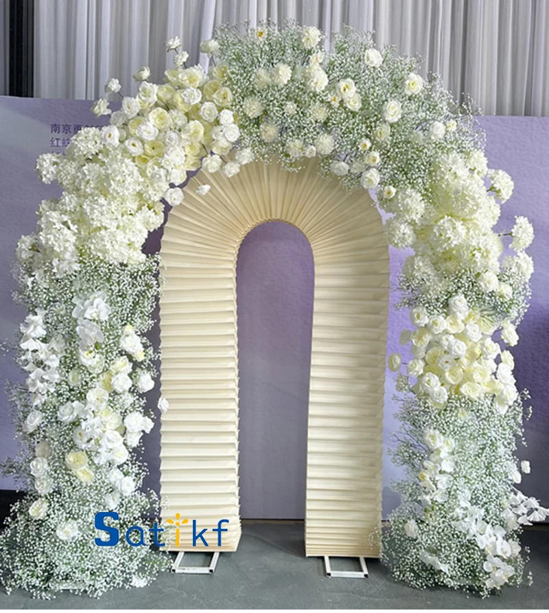 Description Picture 2 of itemLuxury 6m Baby breath Rose hydrangea Flower Arrangement Outdoor Wedding Backdrop Arch Decor Floral Row Runner Event Party Props