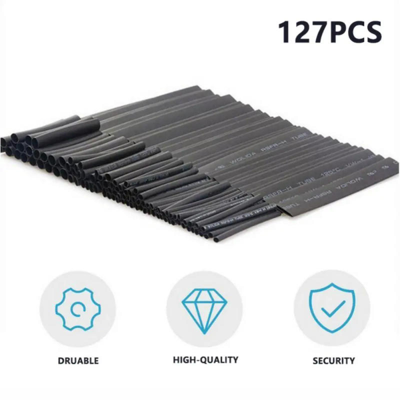 Description Picture 4 of item127PCS Black Heat Shrink Sleeving Set Thermoresistant Tube Shrink Wrapping Wire Cable Polyolefin Wrap Tubing
