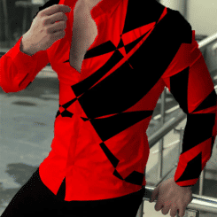 2023 Latest Men's Prom Fashion Luxury Cardigan Plus Size Social Men's Polo Button Shirt Casual Print Long Sleeve Top
