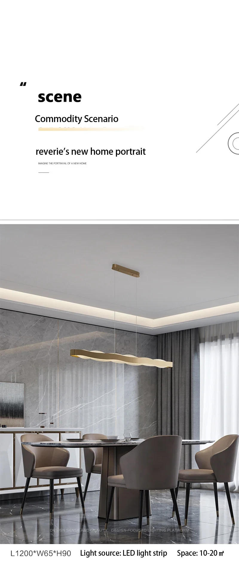 Description Picture 5 of itemNordic Gold Black LED Pendant Lights Chandeliers Home Lights for Living Room Restaurant Kitchen Acrylic Ceiling Pendant Lamps