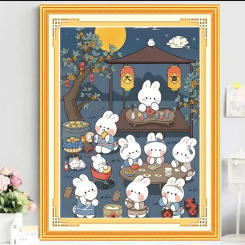 DIY Cartoon Rabbit Painting Cross Stitch Complete Kits Embroidery Cross-stitch Needlework Craft Printed Fabric Home Decoration