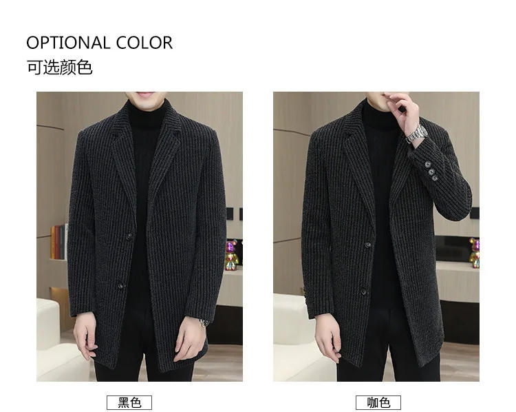 Description Picture 3 of itemNew Business Casual Italian-style Fashion Host Travel Plus Cotton Thickened Mid-length Wool Coat with All Casual Men's Coats