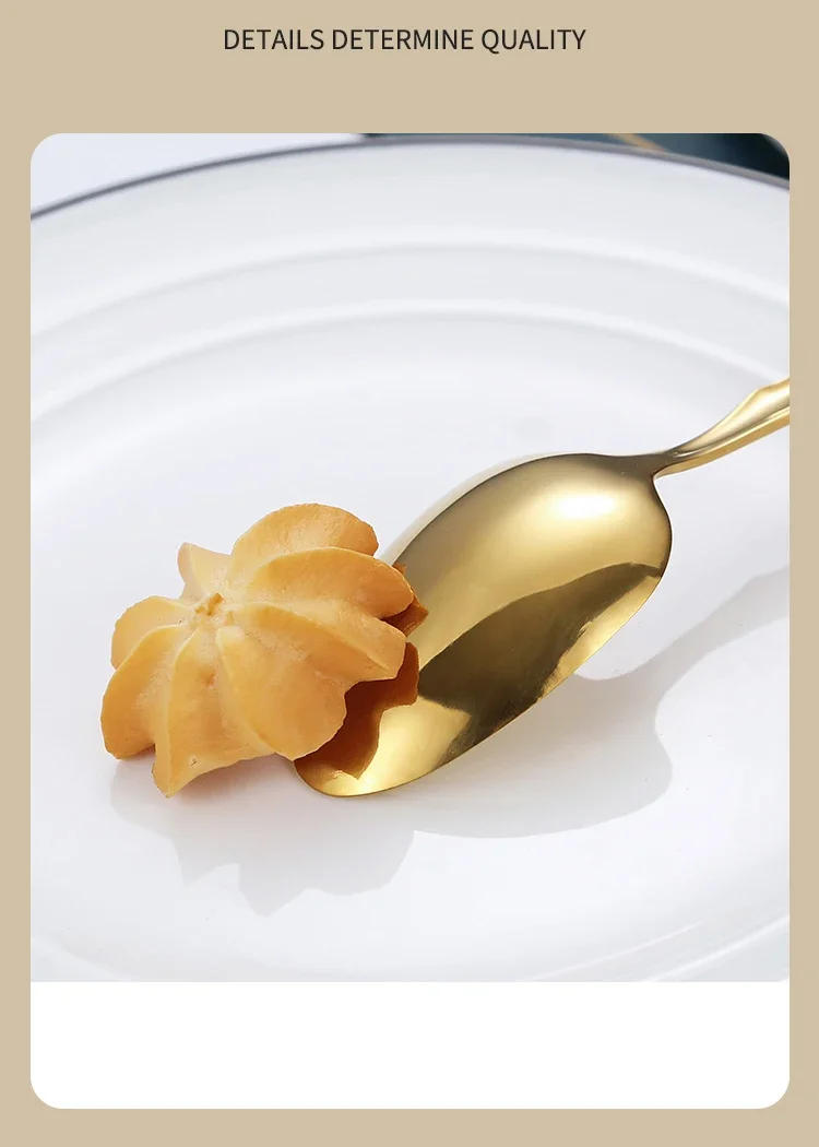 Description Picture 6 of item30/40/60pcs Bright Gold Dinner Cutlery Set Stainless Steel Tableware Knife Fork Coffee Spoon Flatware Dinnerware Dishwasher Safe