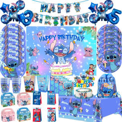 Disney Lilo&Stitch Tableware Party Supplies Kid Birthday DIY Balloons Backdrop Cup Plate Napkin Party Decor Baby Shower Gift Bag